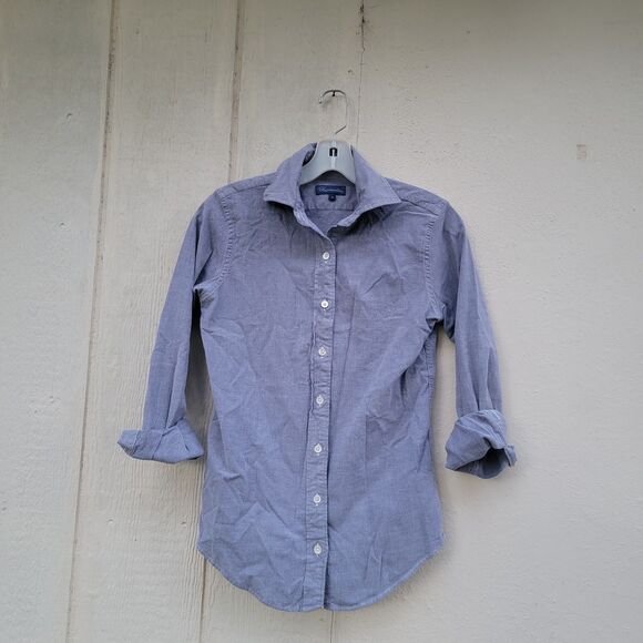 Faconnable Denim Shirt Womens Sz XS Blue  Button Up Long Sleeve - Picture 1 of 6